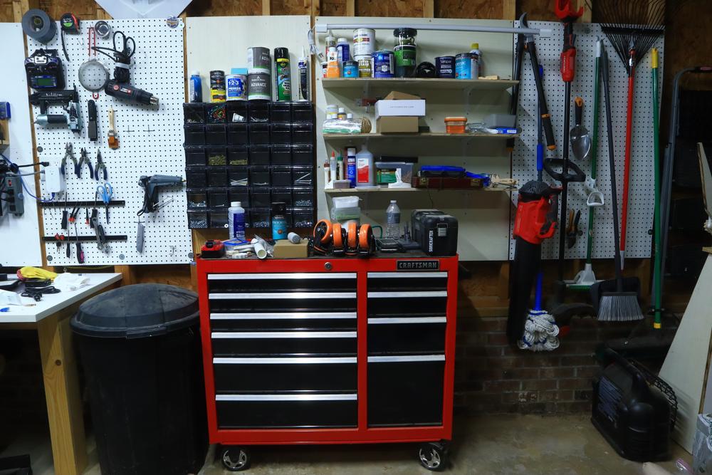 cart, shelves, and hardware