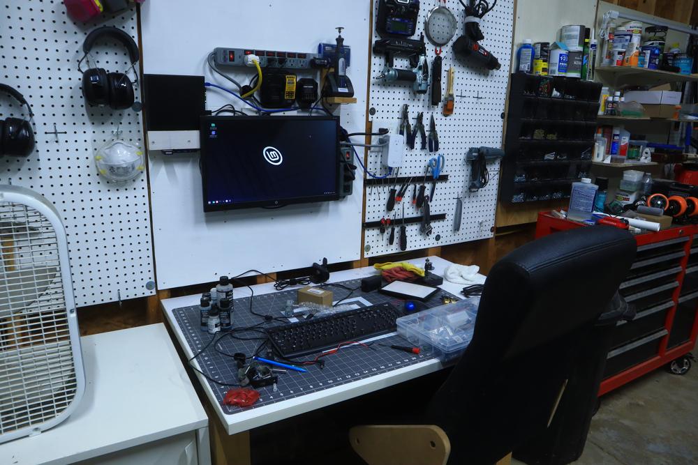 computer and pegboard